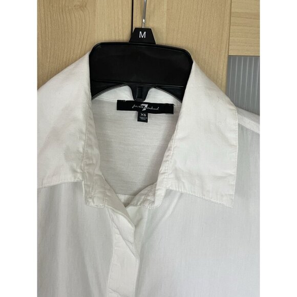 7 For All Mankind Women's White Cotton Hi-Low Ruffles Tunic Top Size XS Casual - Picture 2 of 5